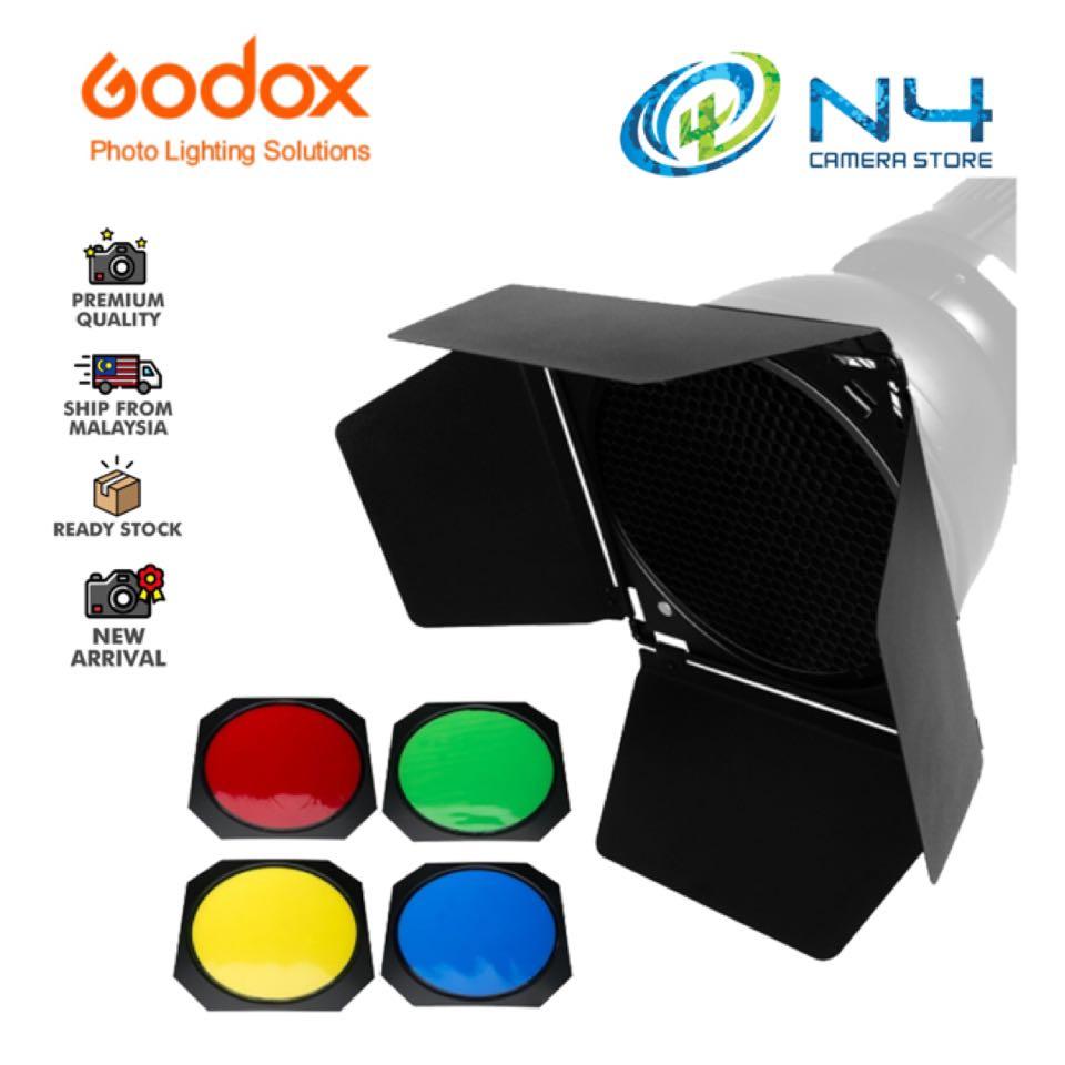 BD-04 Barn Door Honeycomb Grid 4 color Filter + Bowens Mount Reflector ...