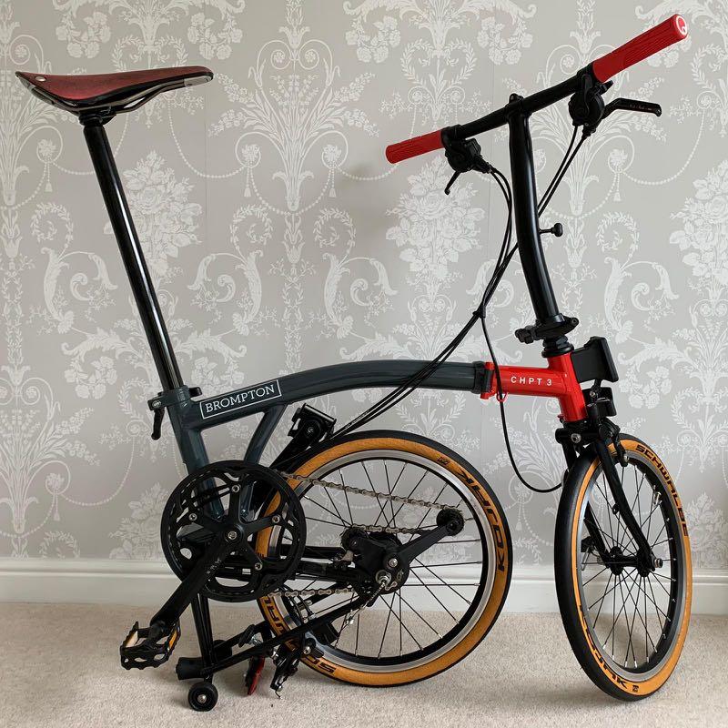 Brompton CHPT3 S6E X V1 X Titanium in Metallic Grey Red Black