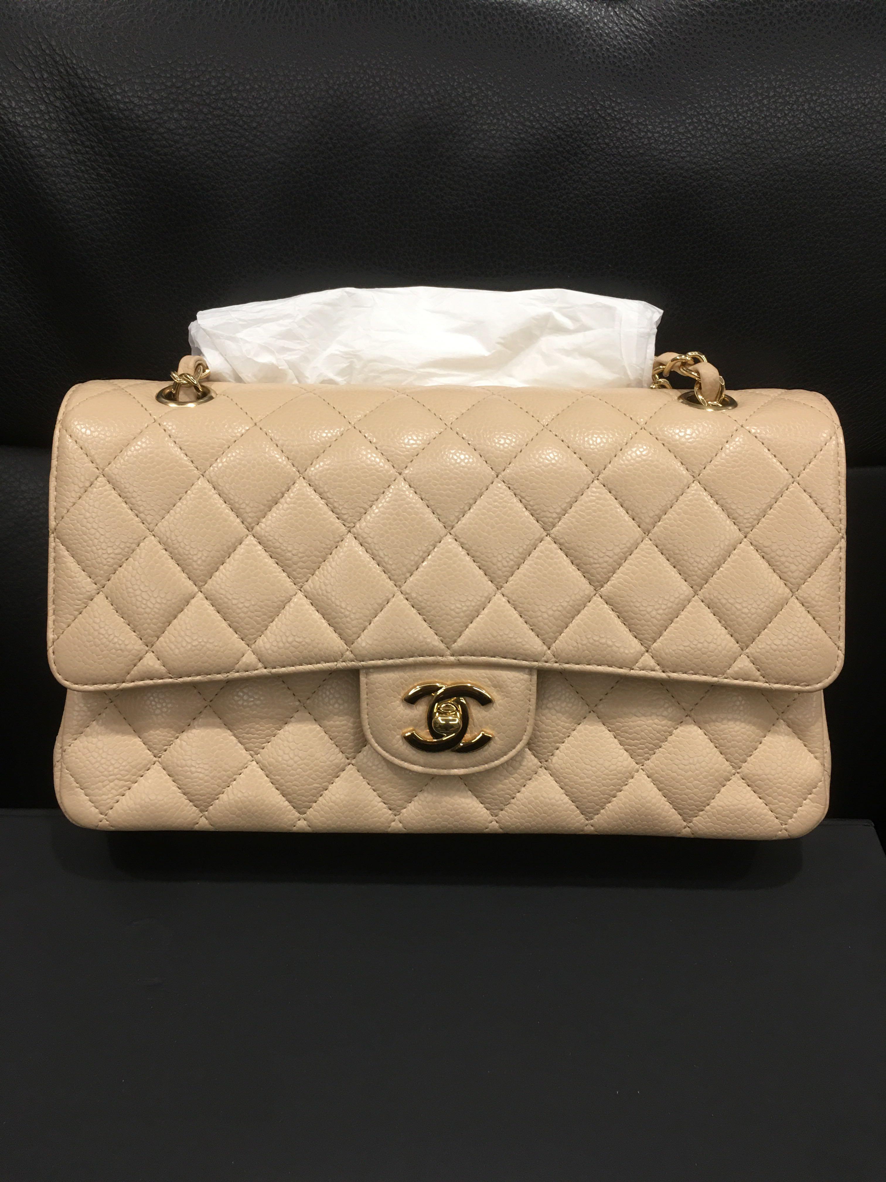 Chanel Classic Medium Flap Bag Beige Caviar, Women's Fashion, Bags &  Wallets, Tote Bags on Carousell