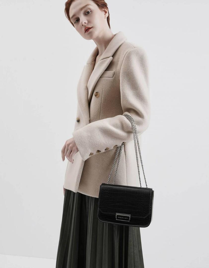 Clearance Sale Authentic Charles and Keith Croc Effect Structured