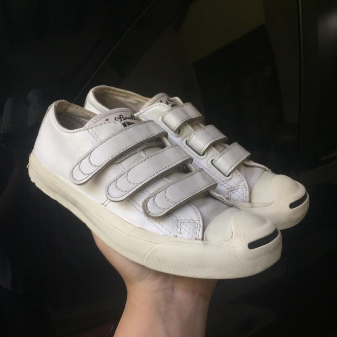 Converse Jack Purcell V3 Leather All White Fesyen Wanita Sepatu di Carousell