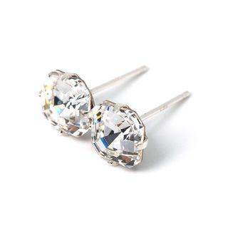 Crystal White Imperial Swarovski Stud Earrings - 8mm Square Cut | Ear Studs | Men Women Unisex | @STUDEMANNhandmade