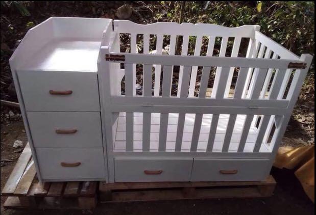 baby crib with dresser and changing table
