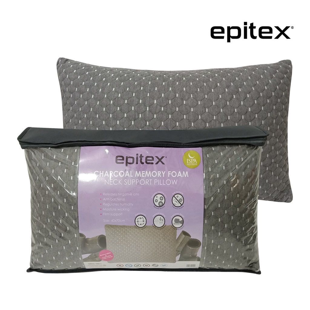 Epitex Charcoal Shredded Memory Foam Neck Support Pillow 1pc Furniture Beds Mattresses On Carousell