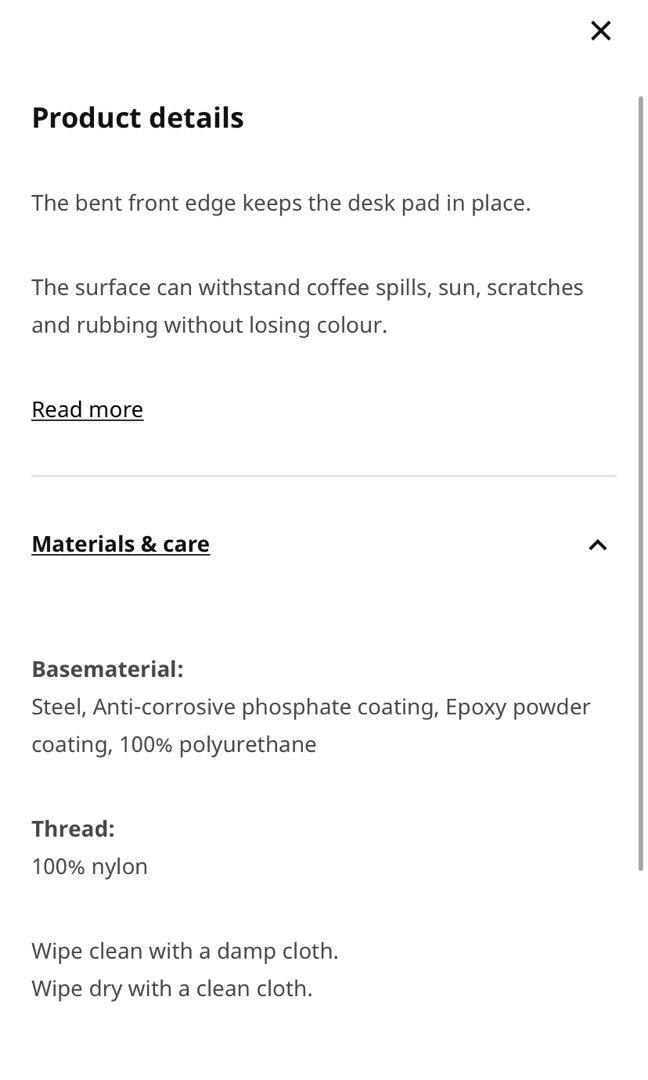 IKEA RISSLA Desk Pad (Black), Furniture & Home Living, Furniture