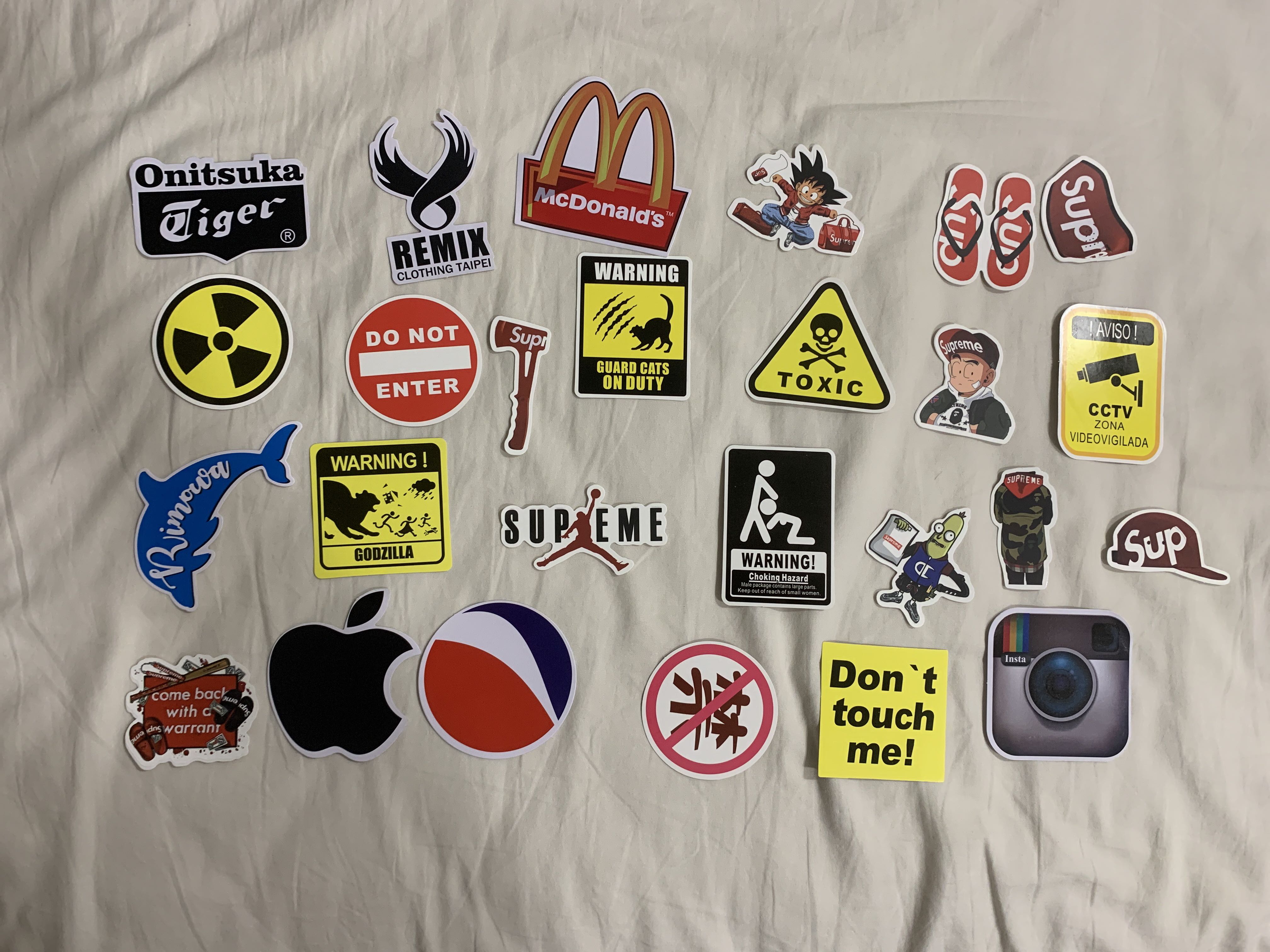 laptop stickers (supreme, warning signs, etc), Hobbies  Toys, Stationery   Craft, Stationery  School Supplies on Carousell