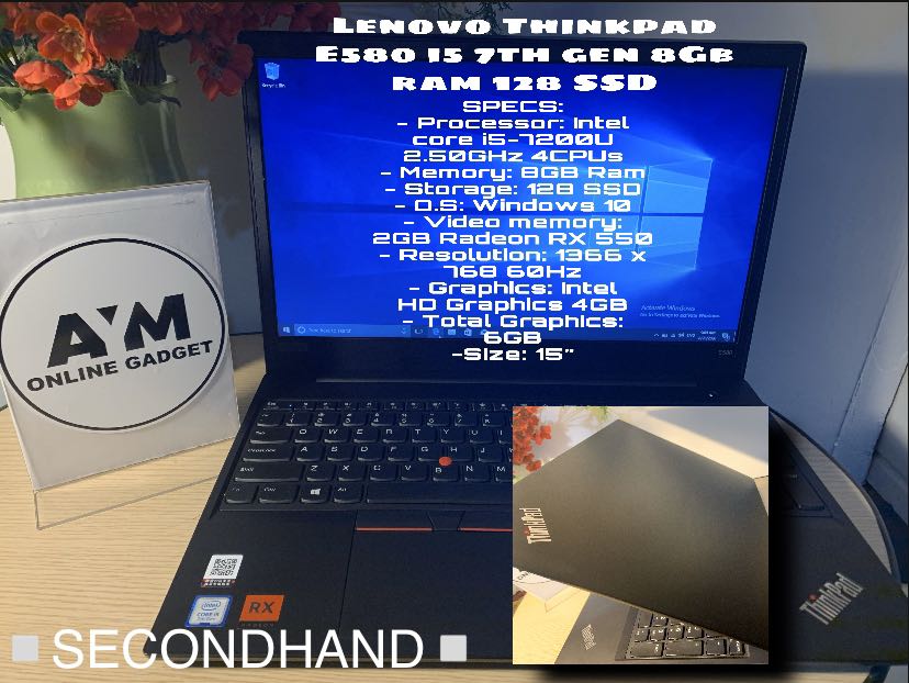 Lenovo Thinkpad E580 I5 7th Gen 8gb Ram 128 Ssd Electronics Computers Laptops On Carousell