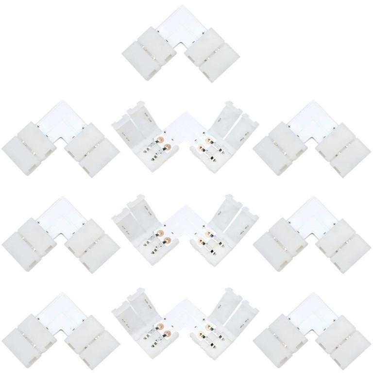 Liwinting 10pcs 2pin LED L Shape Connector 8mm Wide for Snap Down 2 Pin ...