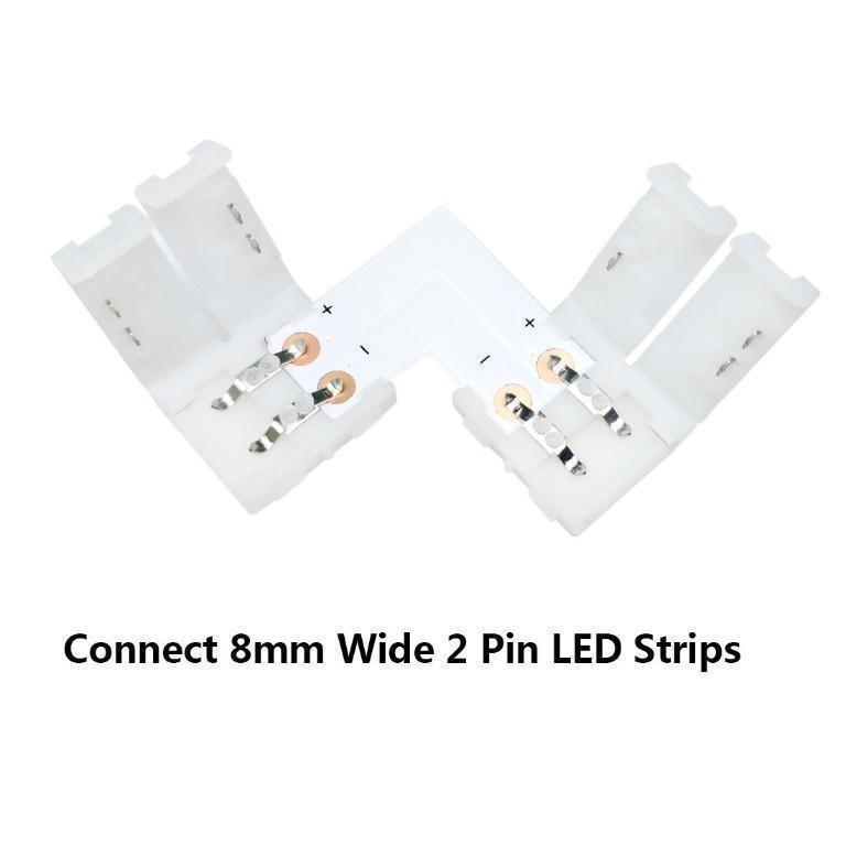 Liwinting 10pcs 2pin LED L Shape Connector 8mm Wide for Snap Down 2 Pin ...