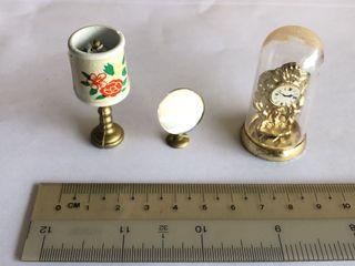 Miniature lamp / mirror / desk clock (sold separately) for miniature furniture or doll house