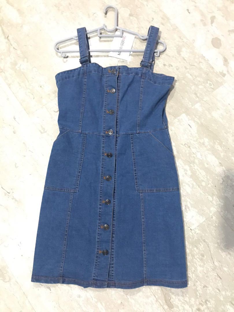 Overall button up dress clearance
