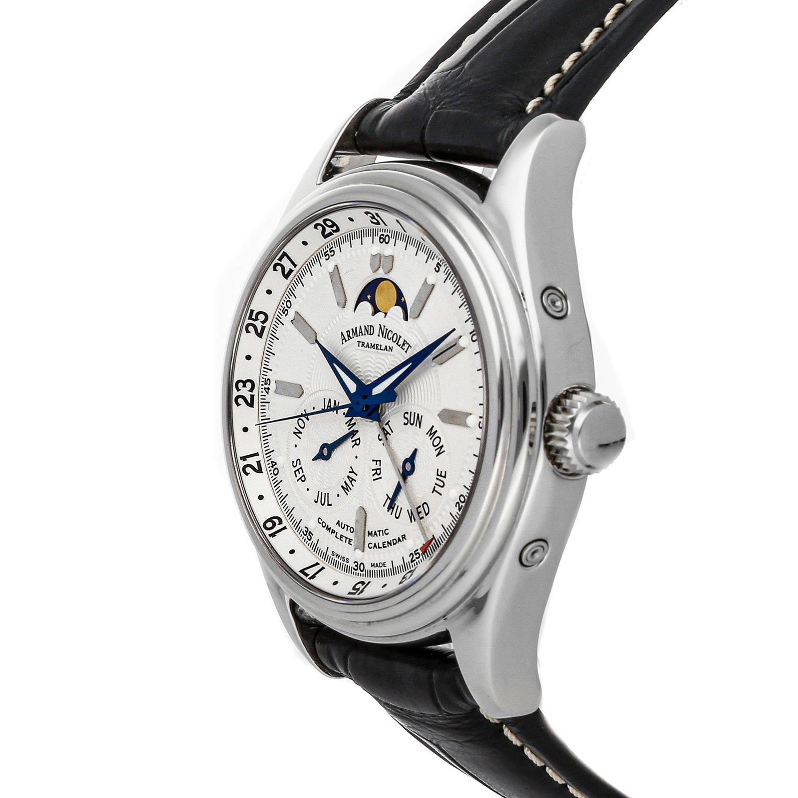 Pre Owned Armand Nicolet M02 Complete Calendar Moon Phase 9142B AG