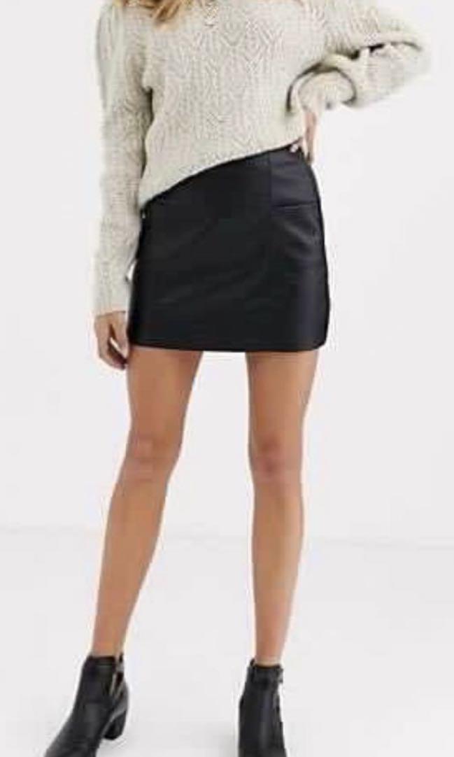 Pull \u0026 Bear Black PU Leather Skirt