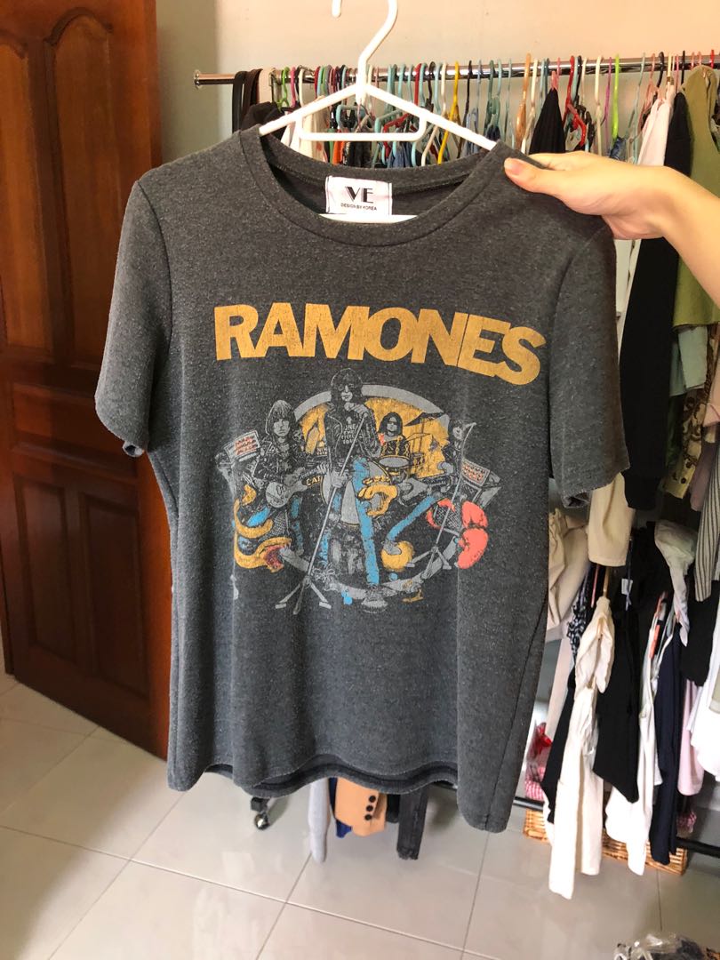 Ramones graphic tee grey black, Women's 
