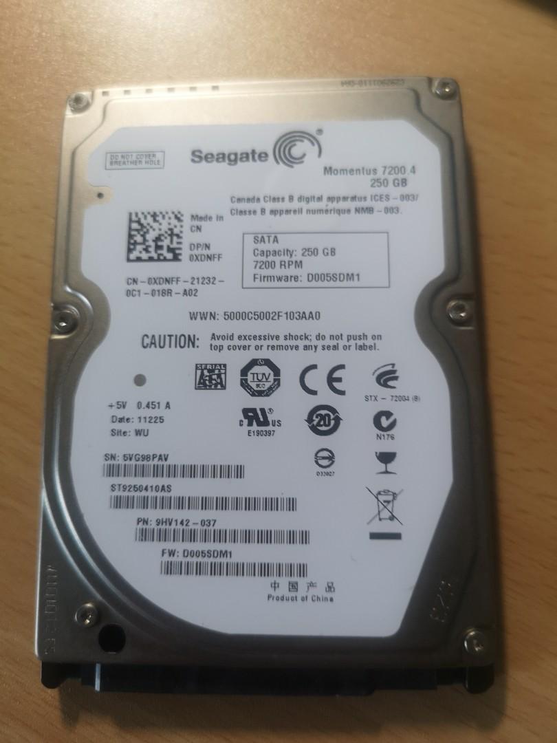 Seagate Hard Disk 2 5 Inch Fast 7200 Rpm 250 Gb Laptop Drive Laptop Hard Disk Electronics Computer Parts Accessories On Carousell