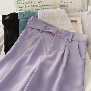 Straight cut button pants in Pastel purple