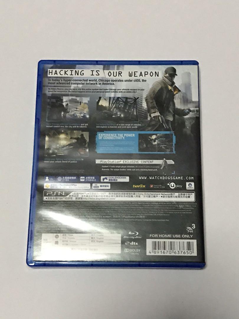Watch Dogs for PS4 (Category: PlayStation) located in Quezon City. Submitted by declutterion (Listing ID 1031551620, Image 2). Description: Watch Dogs is an action-adventure game for the PlayStation 4, published by Ubisoft in 2014. For just P450, you will receive a secondhand game in great condition! It was played for a few times until story was finished, and when it isn't being played, it was stored in its case on a shelf. This includes the game