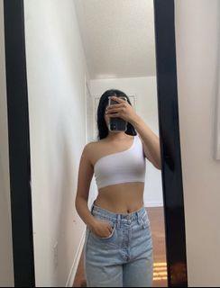 White one shoulder bandeau