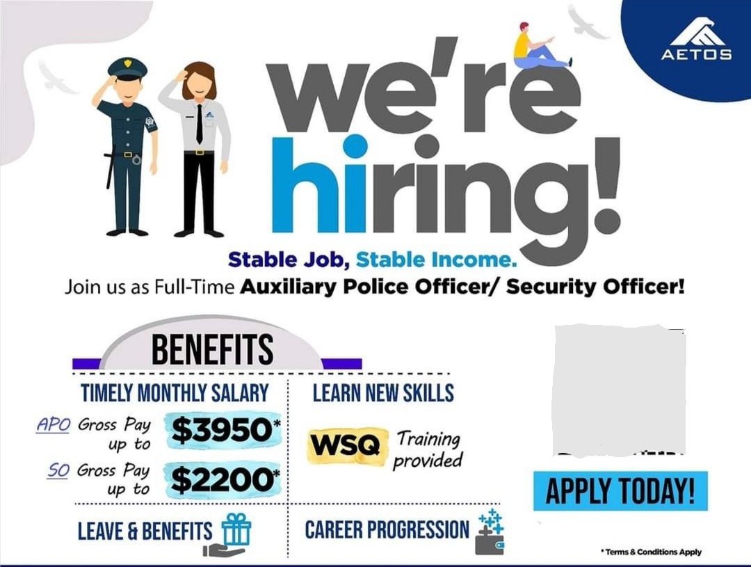 Aetos Auxiliary Police officer, Jobs, Internships & Others on Carousell