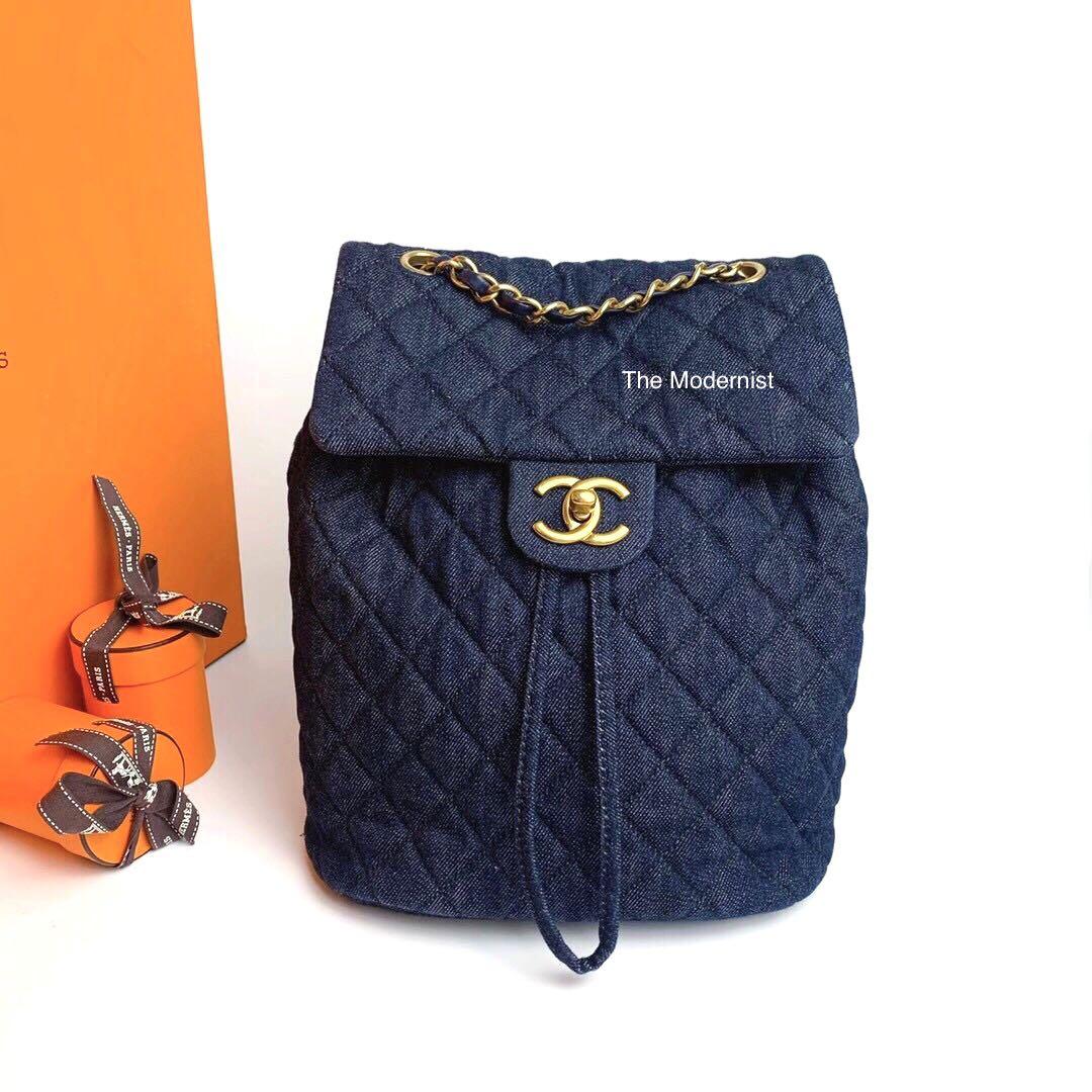 chanel denim backpack