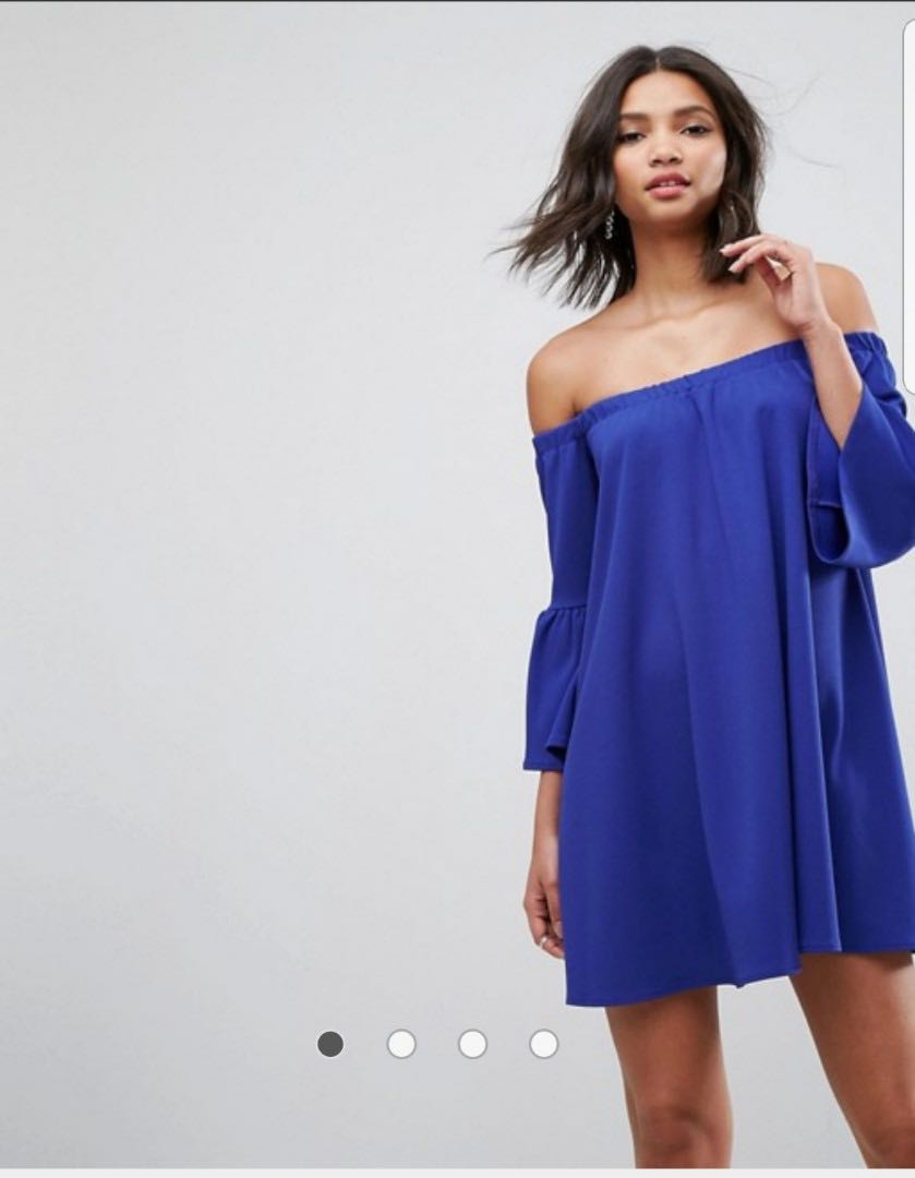 Cobalt blue off the shoulder dress clearance