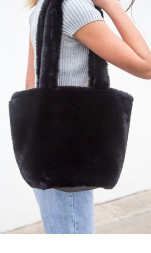 black fur handbag