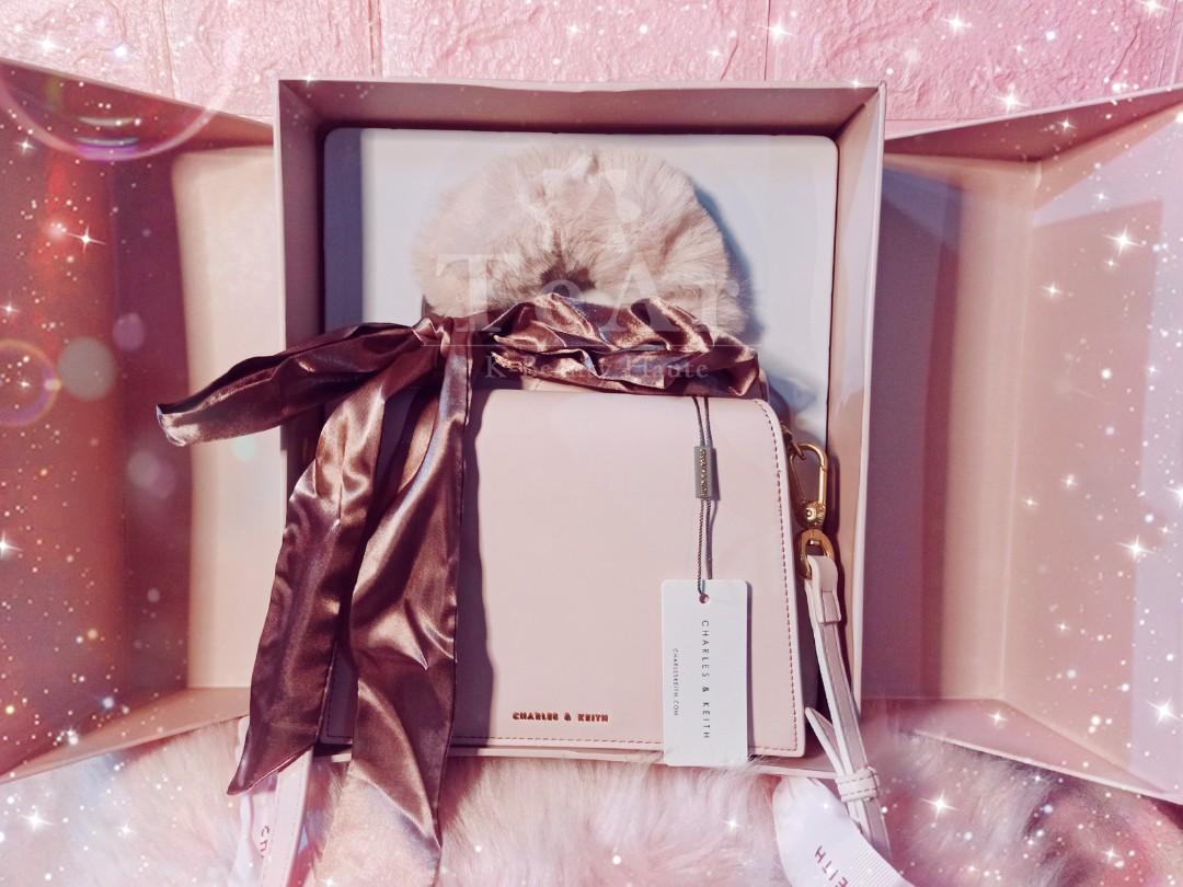 Charles and keith plush powder bag price new arrivals