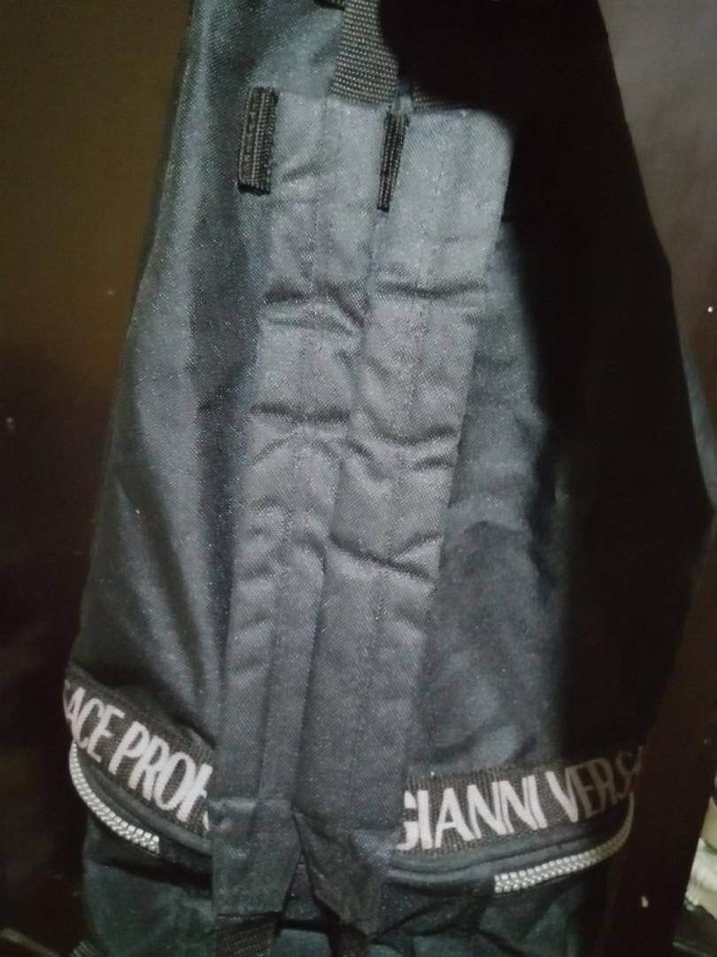 Gianni versace backpack (Category: Backpacks) located in Pasig City. Submitted by redkaye (Listing ID 1031780348, Image 2). Description: * used Gianni versace backpack * size: large * height: 19'inches * authentic * Seldom use * condition: 8.5-9/10 * price: 500.00php * see last pic for reference * payment first * shipping at buyer's cost * for faster transaction call / sms 09566090964.