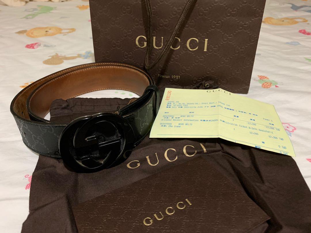 Gucci belt black shiny imprime hotsell