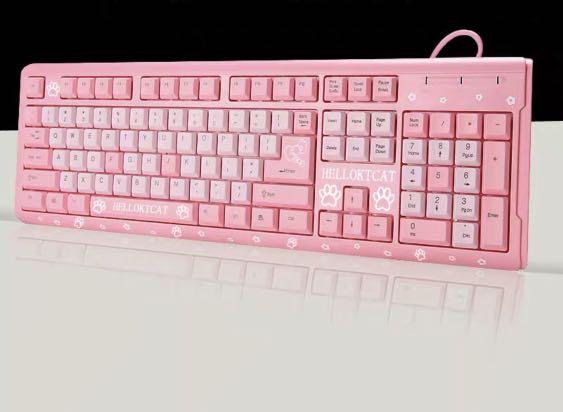 Hello Kitty keyboard 鍵盤, 電子產品, 電腦 ＆ 平板電腦 - Carousell