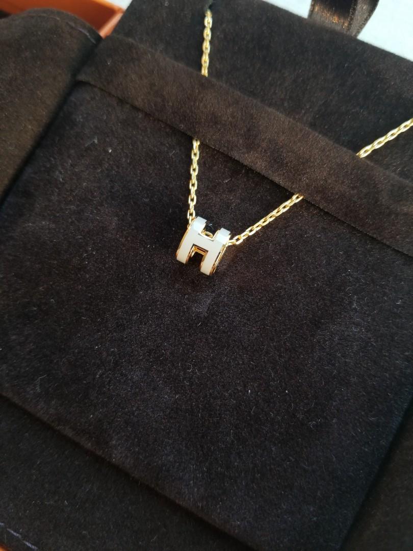 最新 Hermes Mini pop h pendant (marron glace奶茶栗子灰/gold), 名牌, 首飾 - Carousell