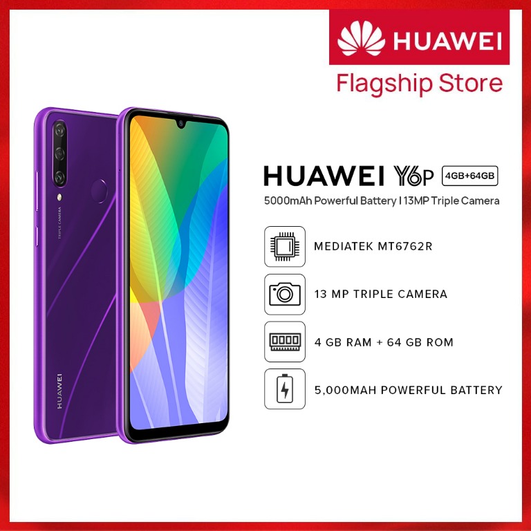 huawei y6p 4gb 64gb rom emui 10 1 5000 mah 6 3 colorful design