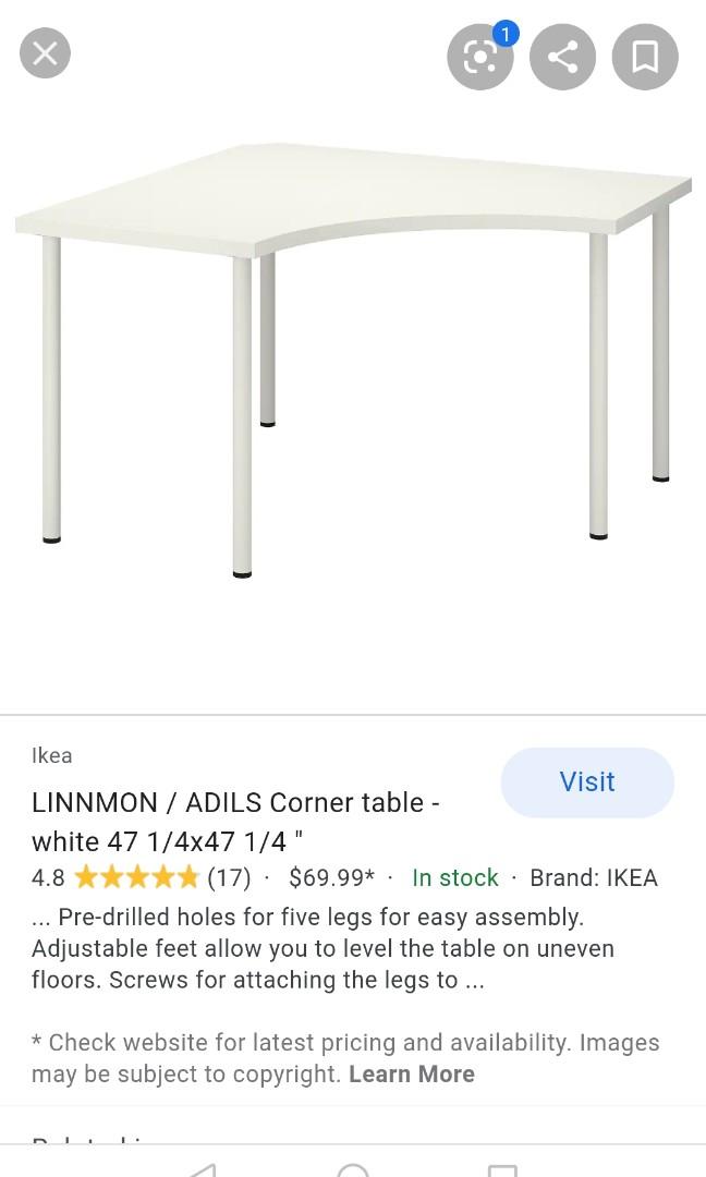 Quick sale to declutter IKEA linnmon curved corner table