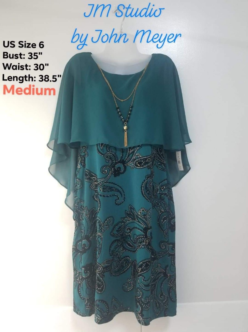 JM Studio Overlay Emerald Dress US 6 Women s Fashion Dresses