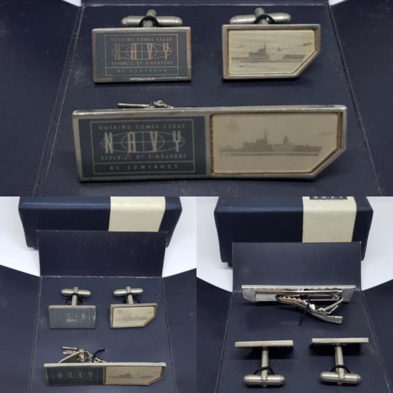 Limited Edition SAF RSN Republic of Singapore Navy Military 35th Anniversary Thomas Smith London T Bar Design Cufflinks Cuff Links and Tie Clip