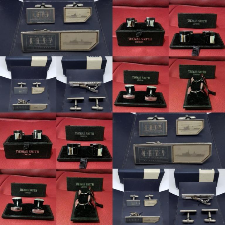 Limited Edition SAF RSN Republic of Singapore Navy Military 35th Anniversary Thomas Smith London T Bar Design Cufflinks Cuff Links and Tie Clip