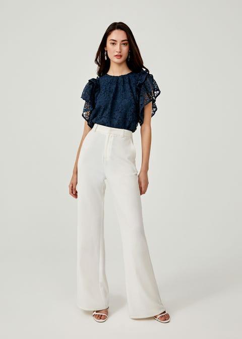 lace ruffle sleeve top