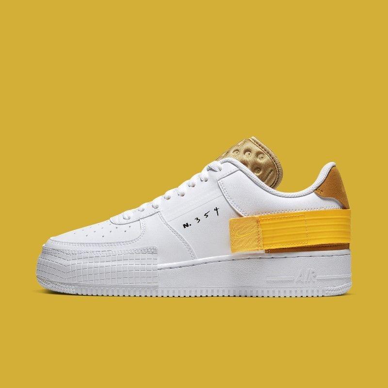 men's white and yellow air force 1