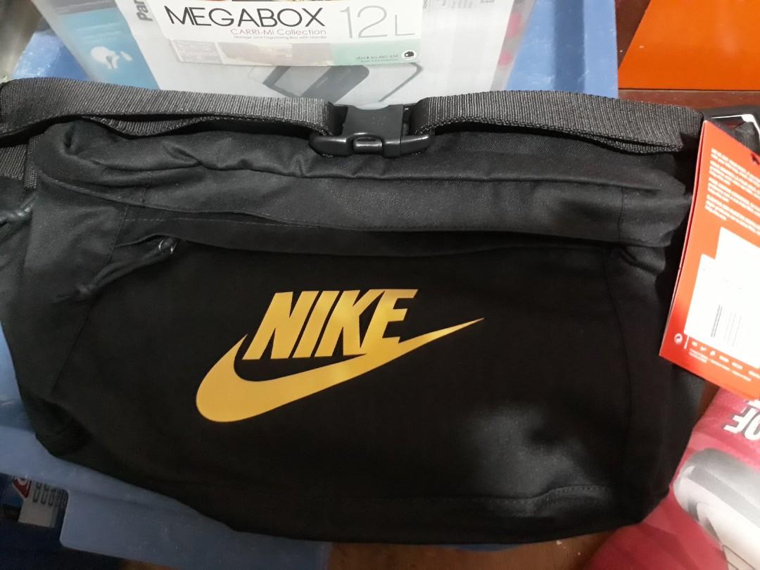nike fanny pack black and gold
