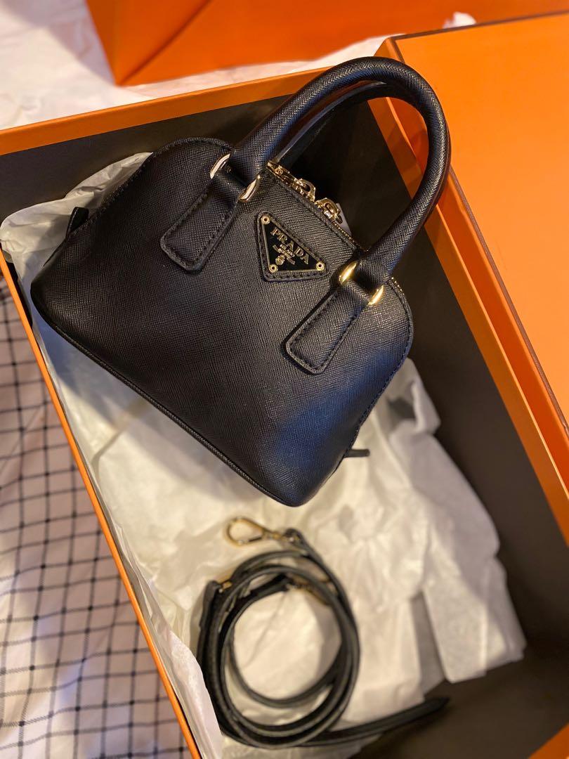 Authentic Prada Promenade Saffiano Mini Leather Bag, Luxury, Bags