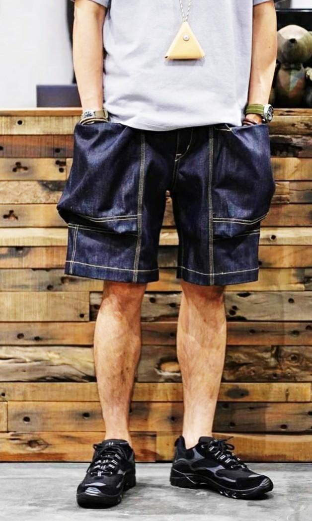 TROVE x 岡部文彦Big Pocket Indigo Denim Shorts, 男裝, 褲＆半截裙