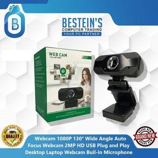 Webcam 1080P 130° Wide Angle Auto Focus Webcam 2MP HD USB Plug and Play Desktop Laptop Webcam Buil-in Microphone