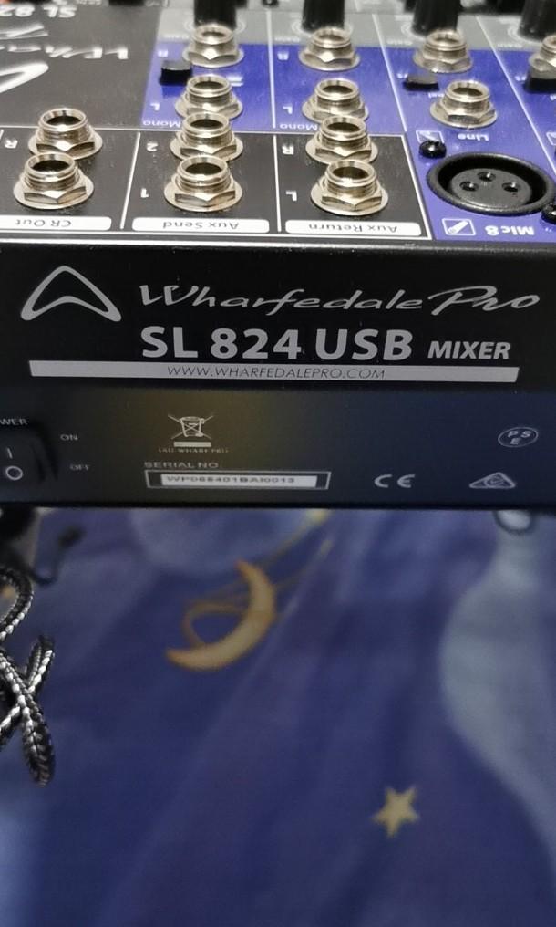 Wharfedale Pro SL824USB Mixer with 8 Microphone channels Auxiliary USB EFX and Rack Mount Kit