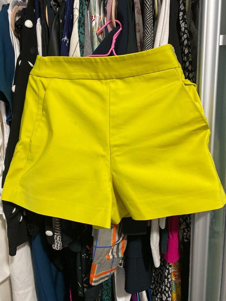 zara yellow shorts