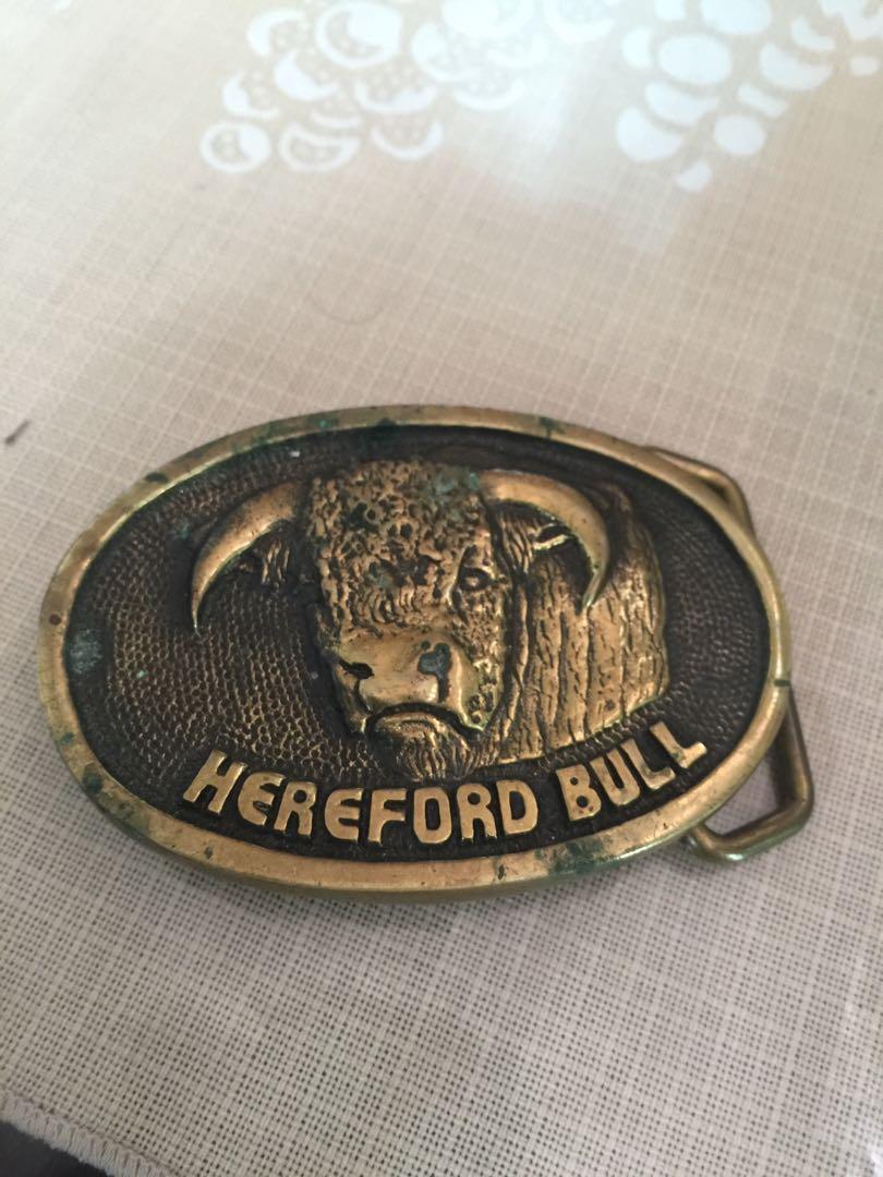 1978 BTS hereford bull solid brass buckle, Men's Fashion, Watches