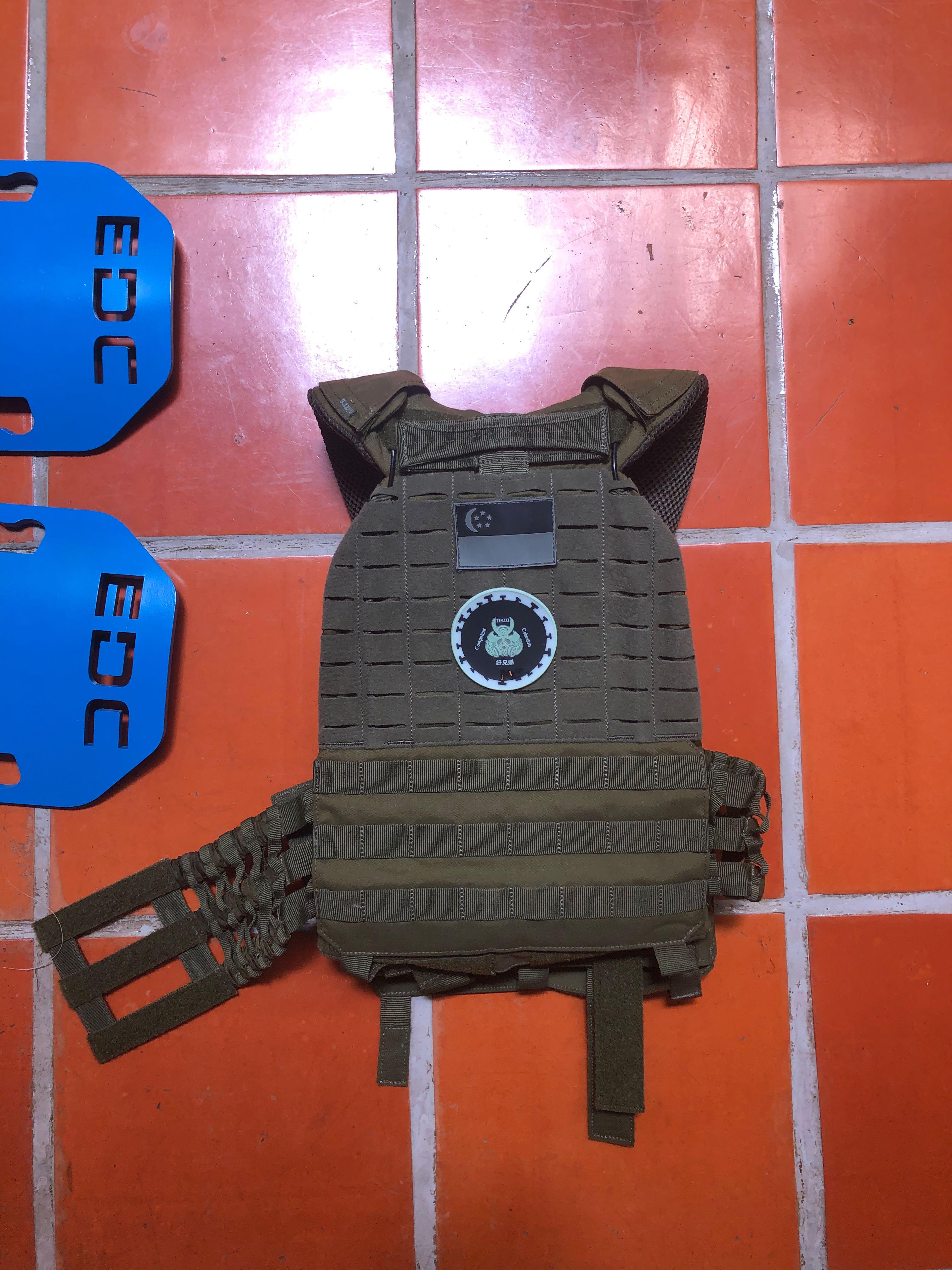 5.11 Tactec Plate Carrier and EDC plates (OD Green), Sports Equipment, Exercise & Fitness