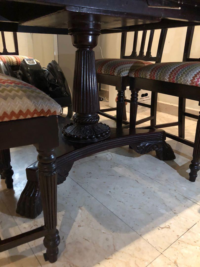 Antique original Burmese teak wood handcarved dining table, Furniture