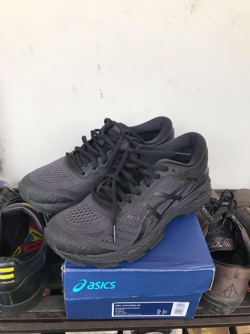 Asics Gel Kayano 24 Black Black Carbon 39.5 Fesyen Pria Sepatu