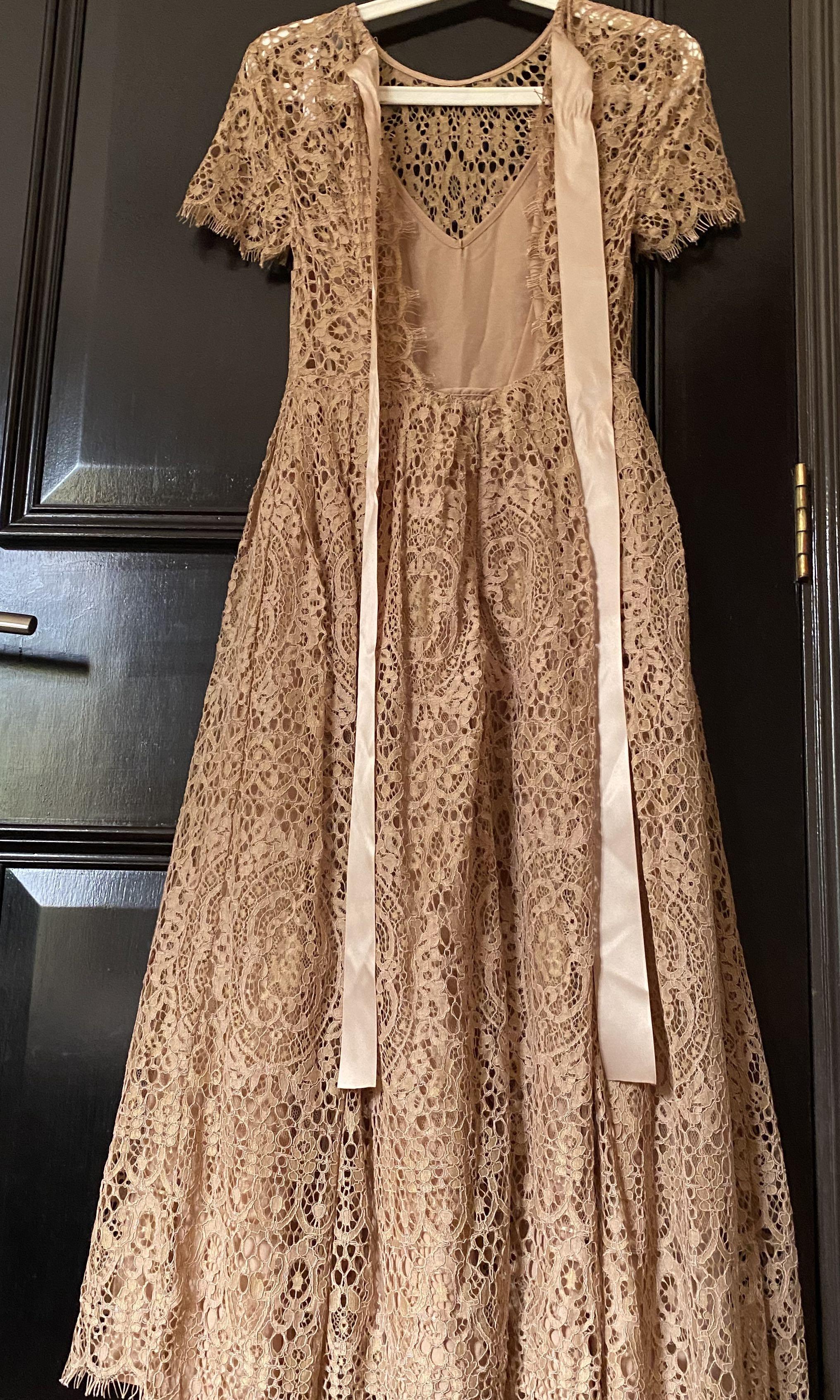 Asos design lace midi dress with ribbon tie and open back hot sale