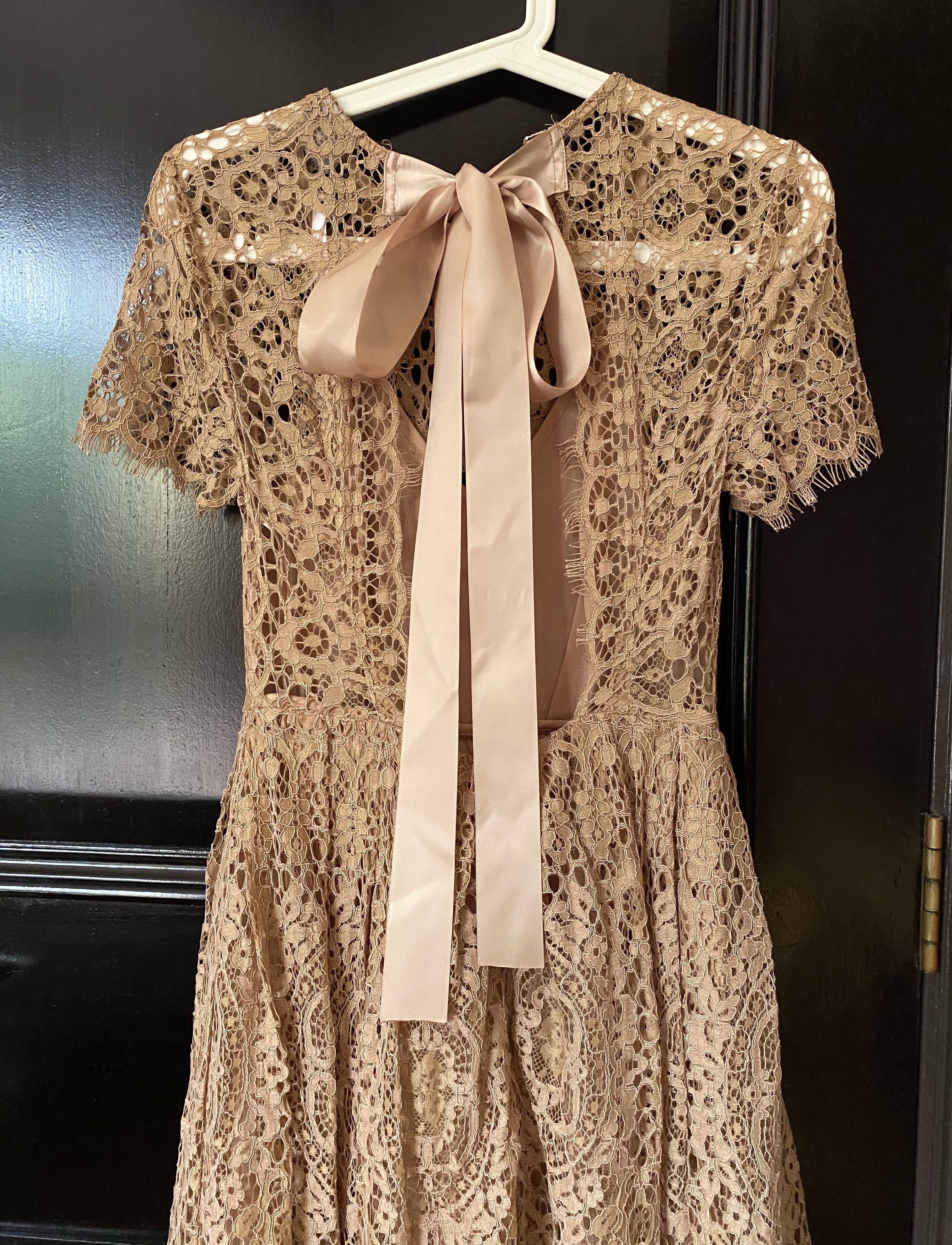 Asos design lace midi dress with ribbon sale tie and open back